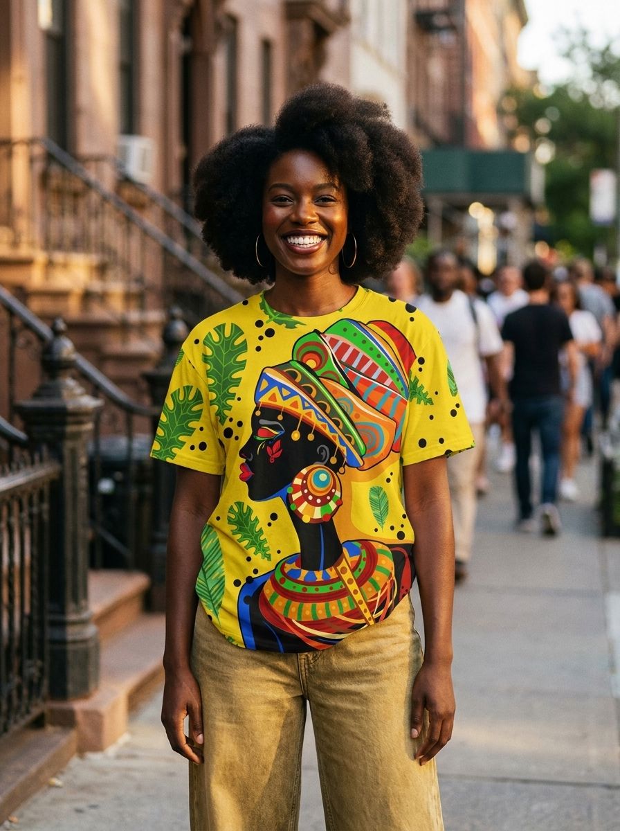 African Art Woman T-shirt AOP Tee Tianci 