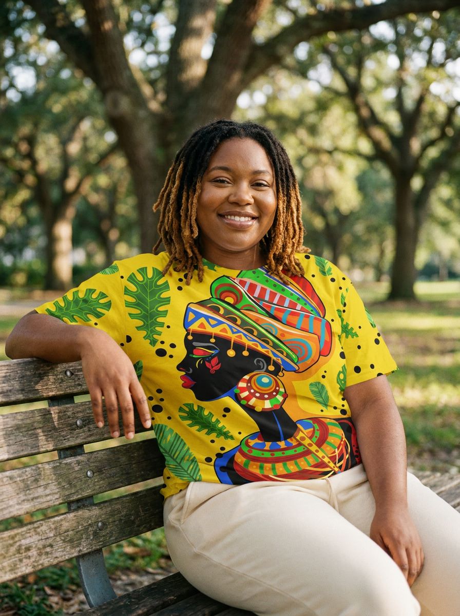 African Art Woman T-shirt AOP Tee Tianci 