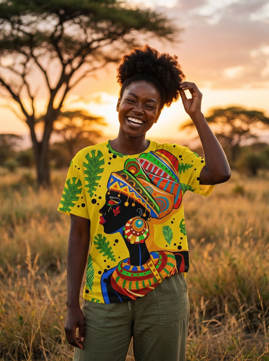 African Art Woman T-shirt AOP Tee Tianci 