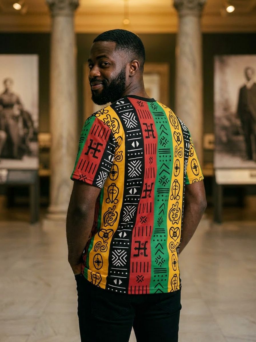 African Symbols In Pan African Colors T-Shirt AOP Tee Tianci 