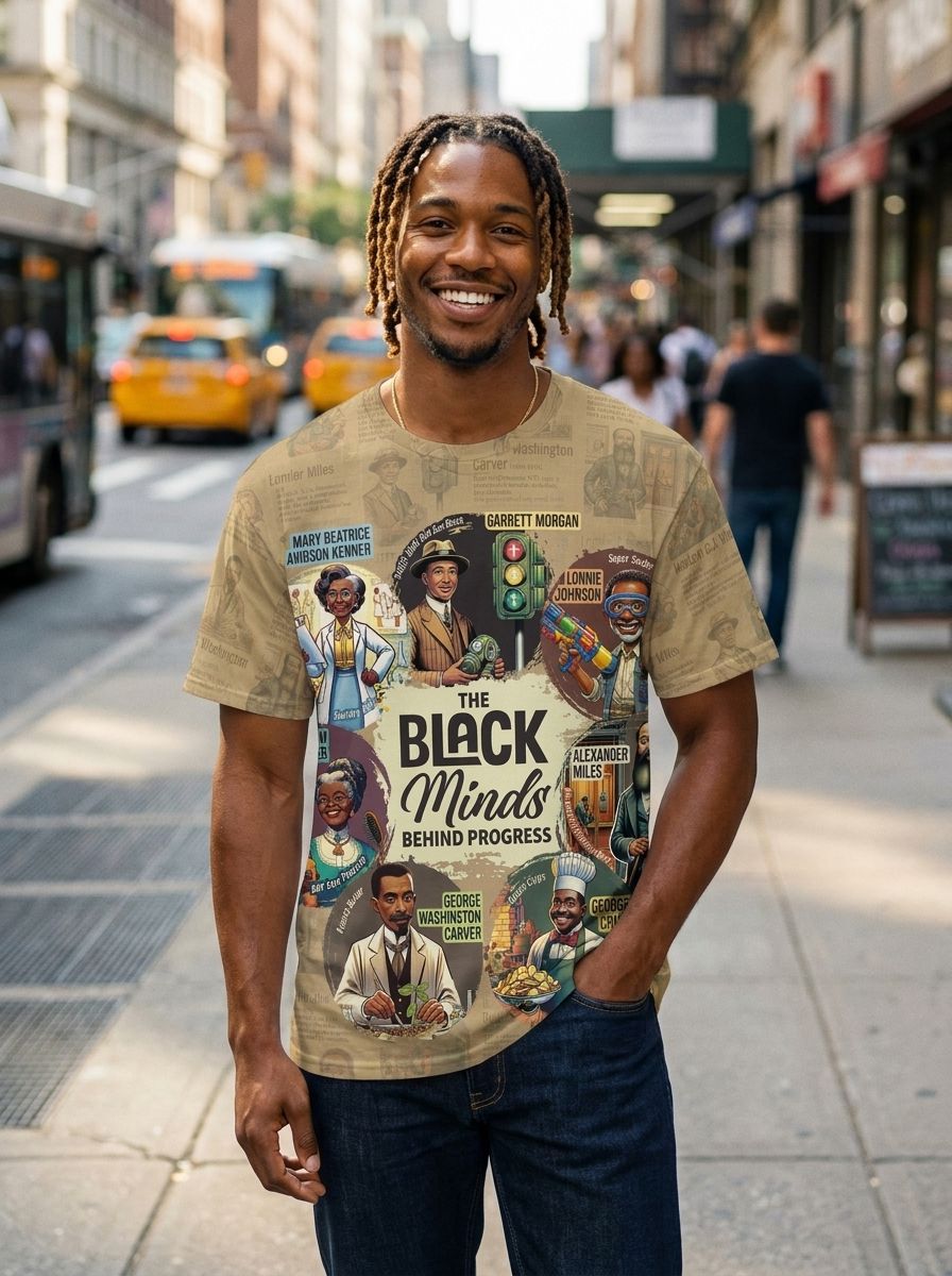 The Black Minds Behind Progress T-shirt AOP Tee Tianci 