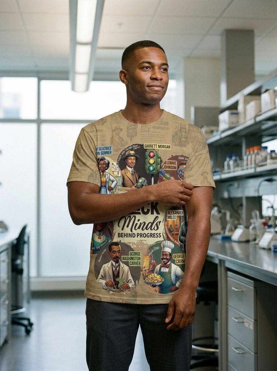 The Black Minds Behind Progress T-shirt AOP Tee Tianci 