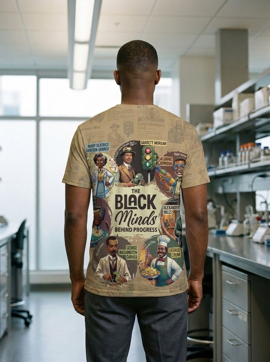 The Black Minds Behind Progress T-shirt AOP Tee Tianci 