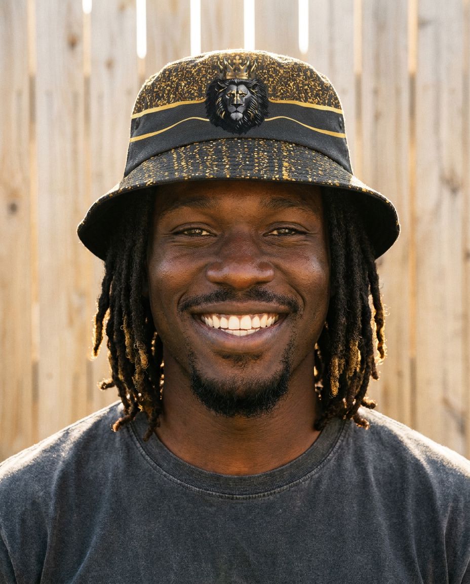 Black and Gold Lion Bucket Hat Bucket Hat Tianci 