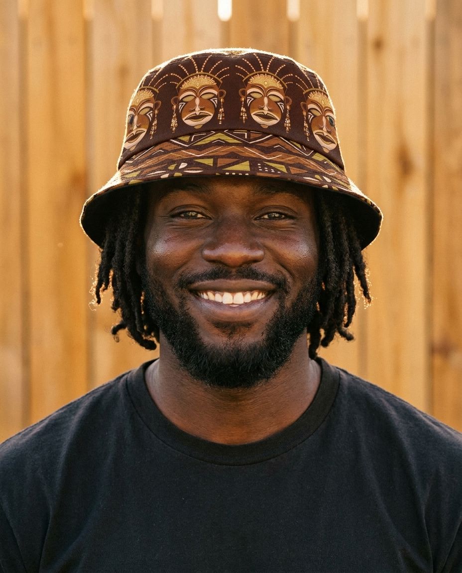 African Mask Printed Mudcloth Bucket Hat Bucket Hat Tianci 