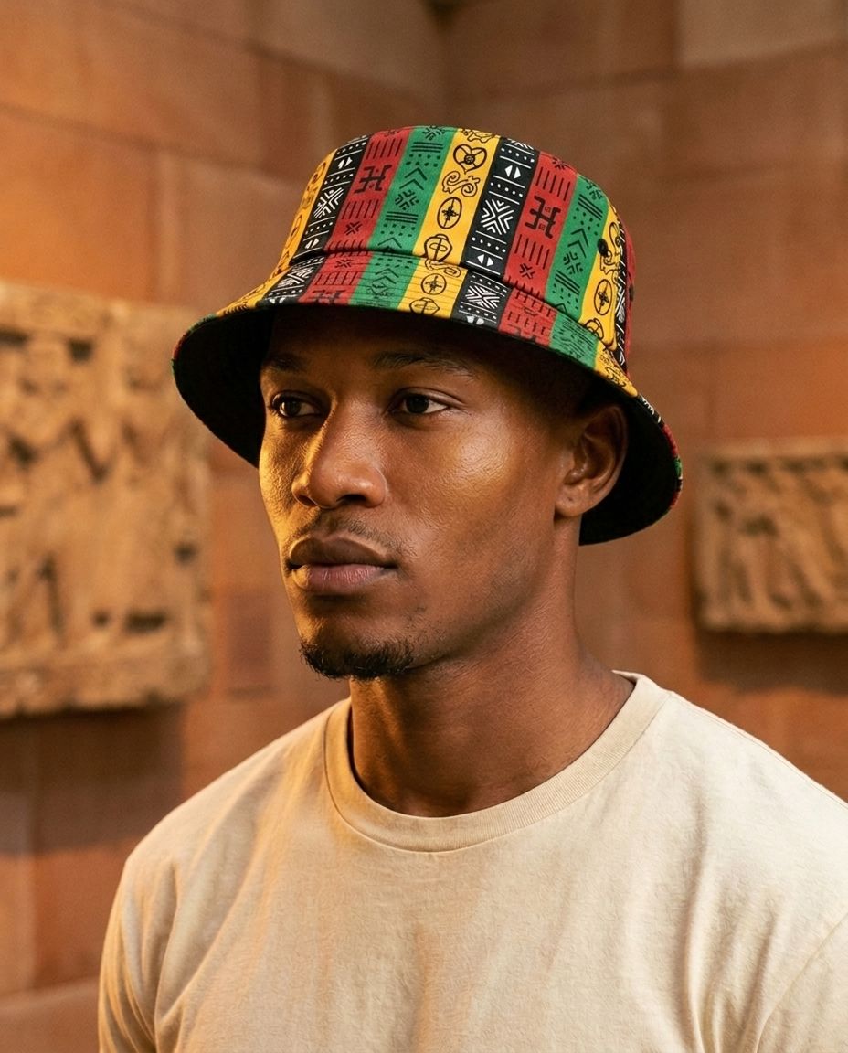 African Symbols In Pan-African Colors Bucket Hat Bucket Hat Tianci 