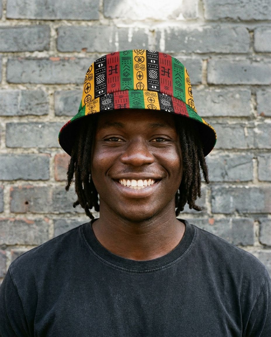 African Symbols In Pan-African Colors Bucket Hat Bucket Hat Tianci 