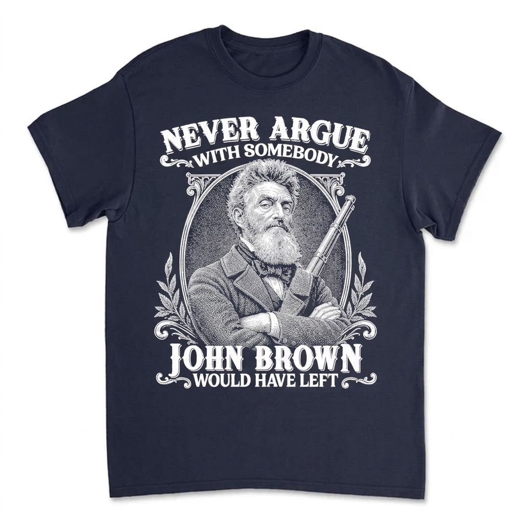 Never Argue With Somebody John Brown Would Have Left T-Shirt Apparel Gearment Standard - Soft Feel & Modern Fit Midnight Navy S