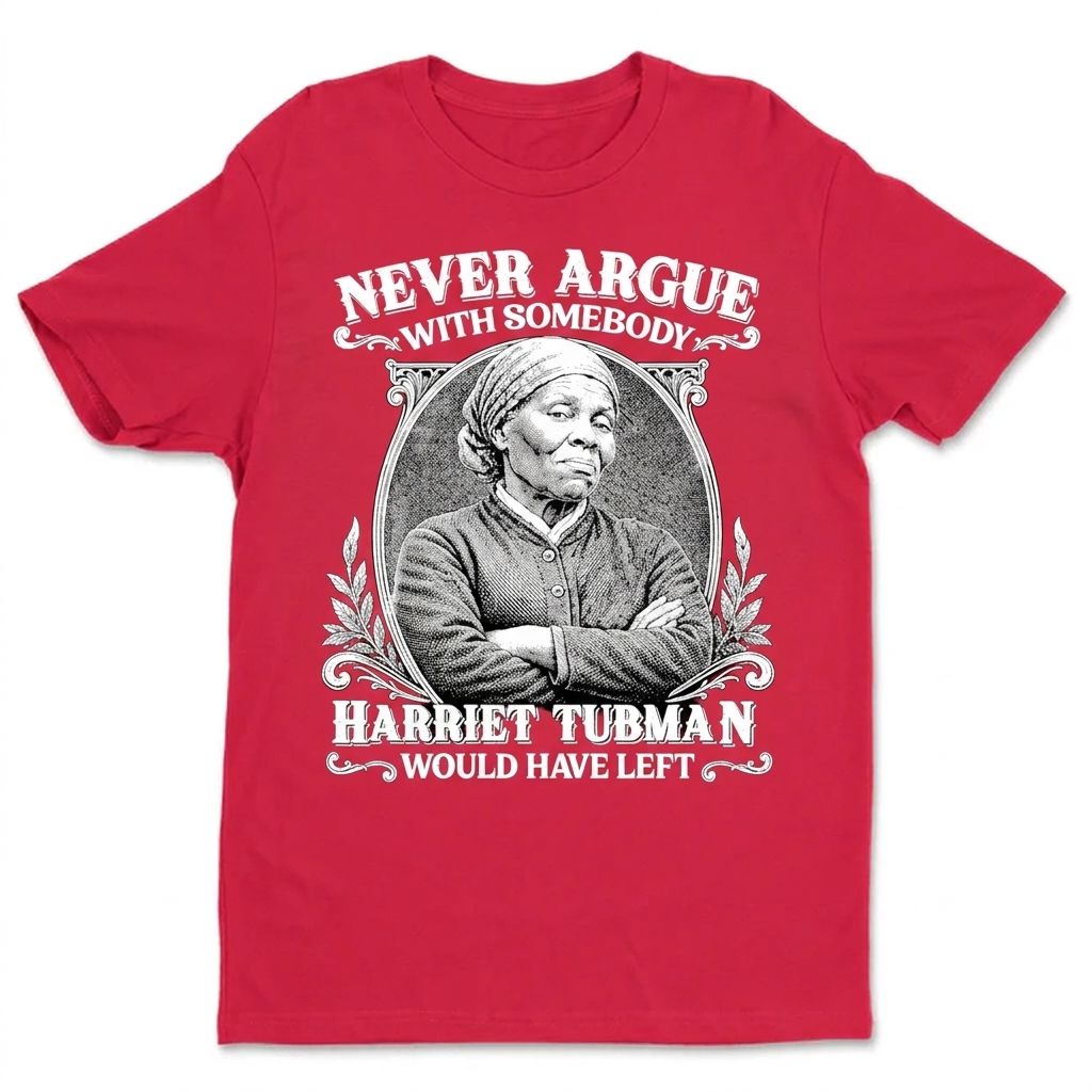 Never Argue With Somebody Harriet Tubman Would Have Left T-Shirt Apparel Gearment Standard - Soft Feel & Modern Fit Red S