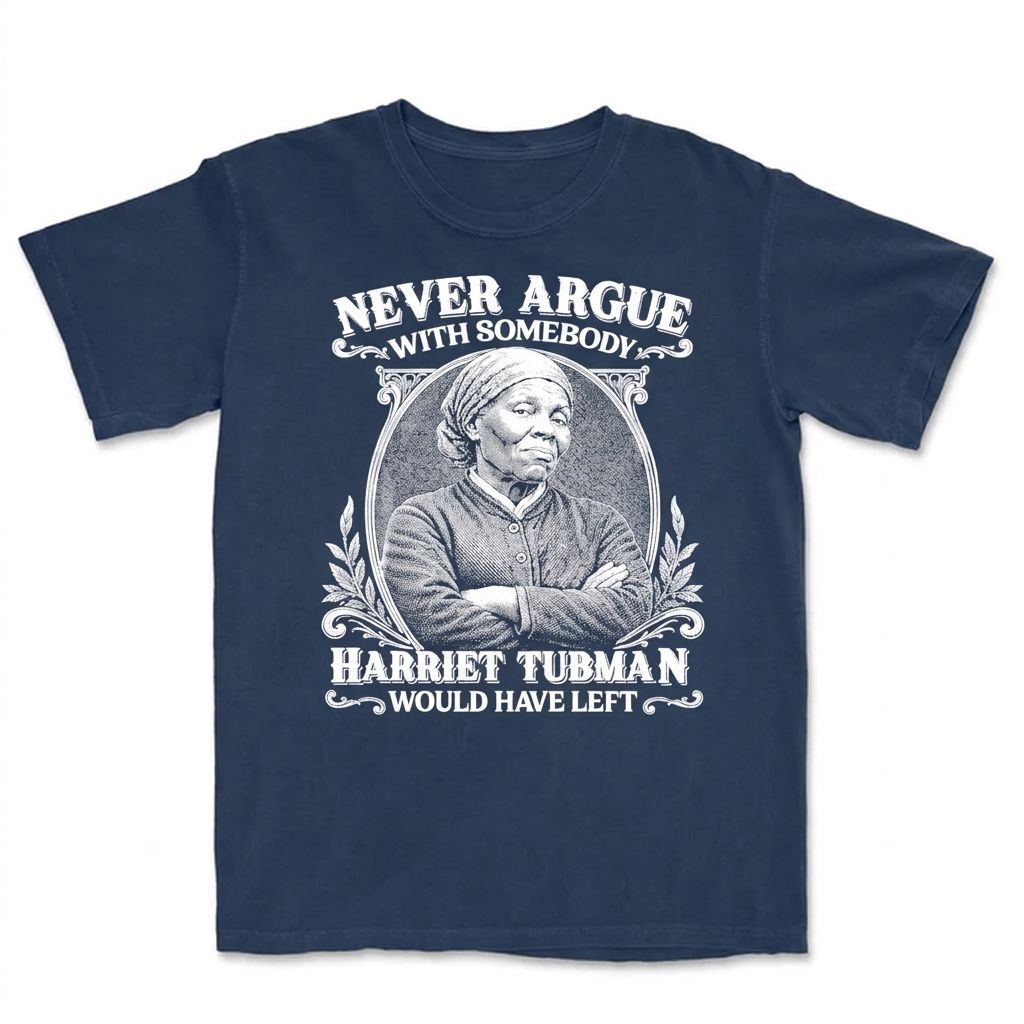 Never Argue With Somebody Harriet Tubman Would Have Left T-Shirt Apparel Gearment Premium - Heavyweight & Vintage Navy S