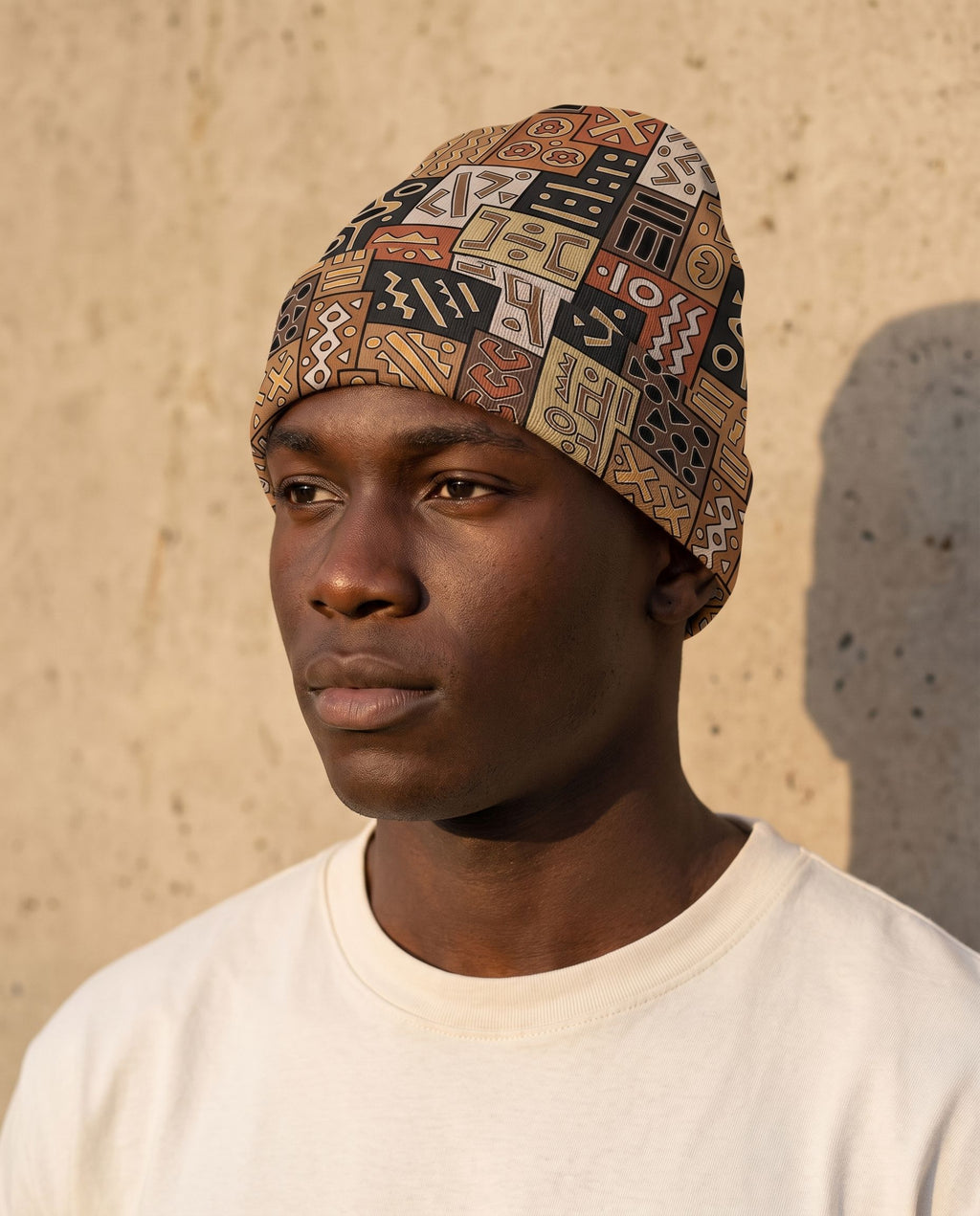 African Pattern Art & Mud Cloth Beanie Hat Beanie Hat Tianci 
