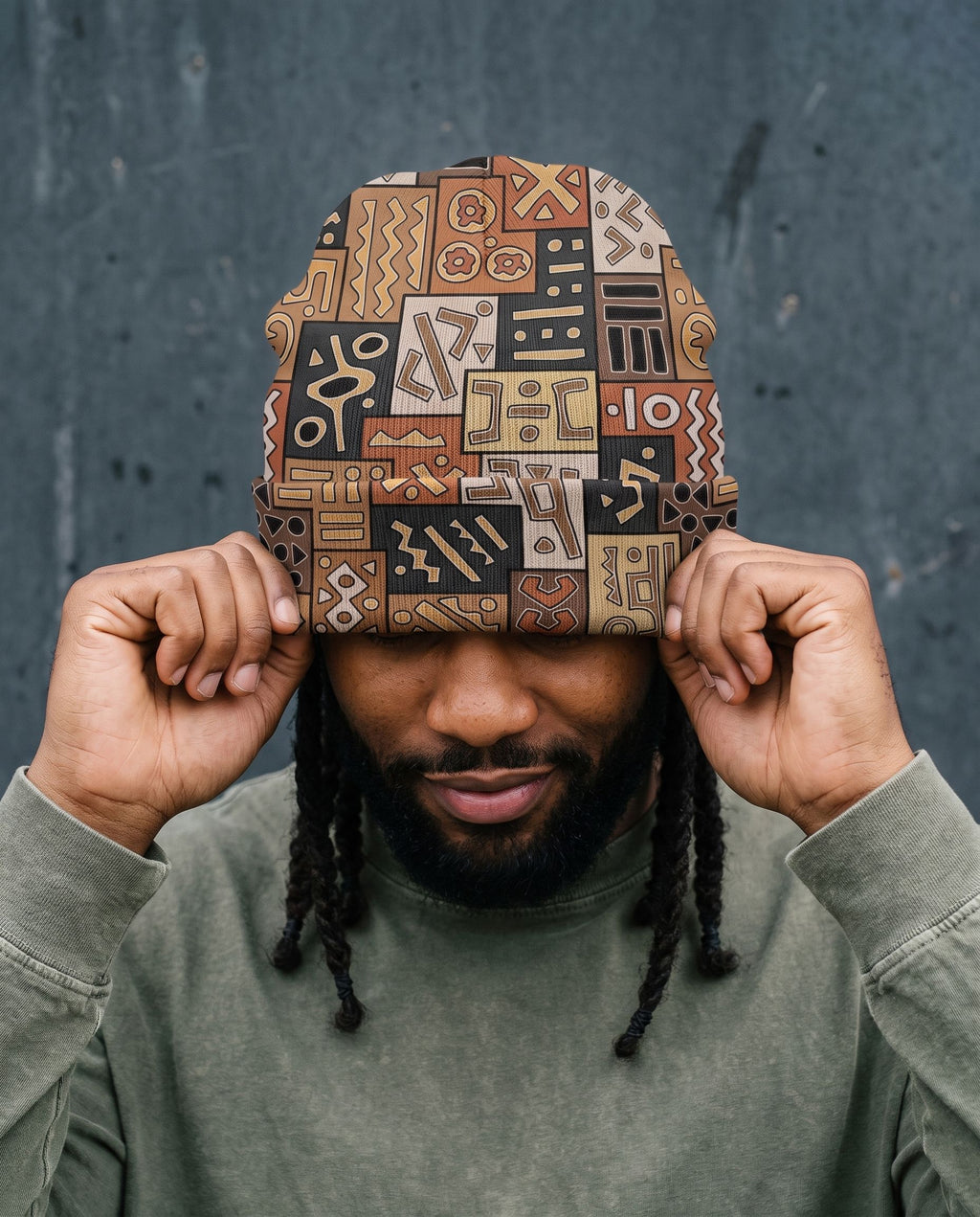 African Pattern Art & Mud Cloth Beanie Hat Beanie Hat Tianci 
