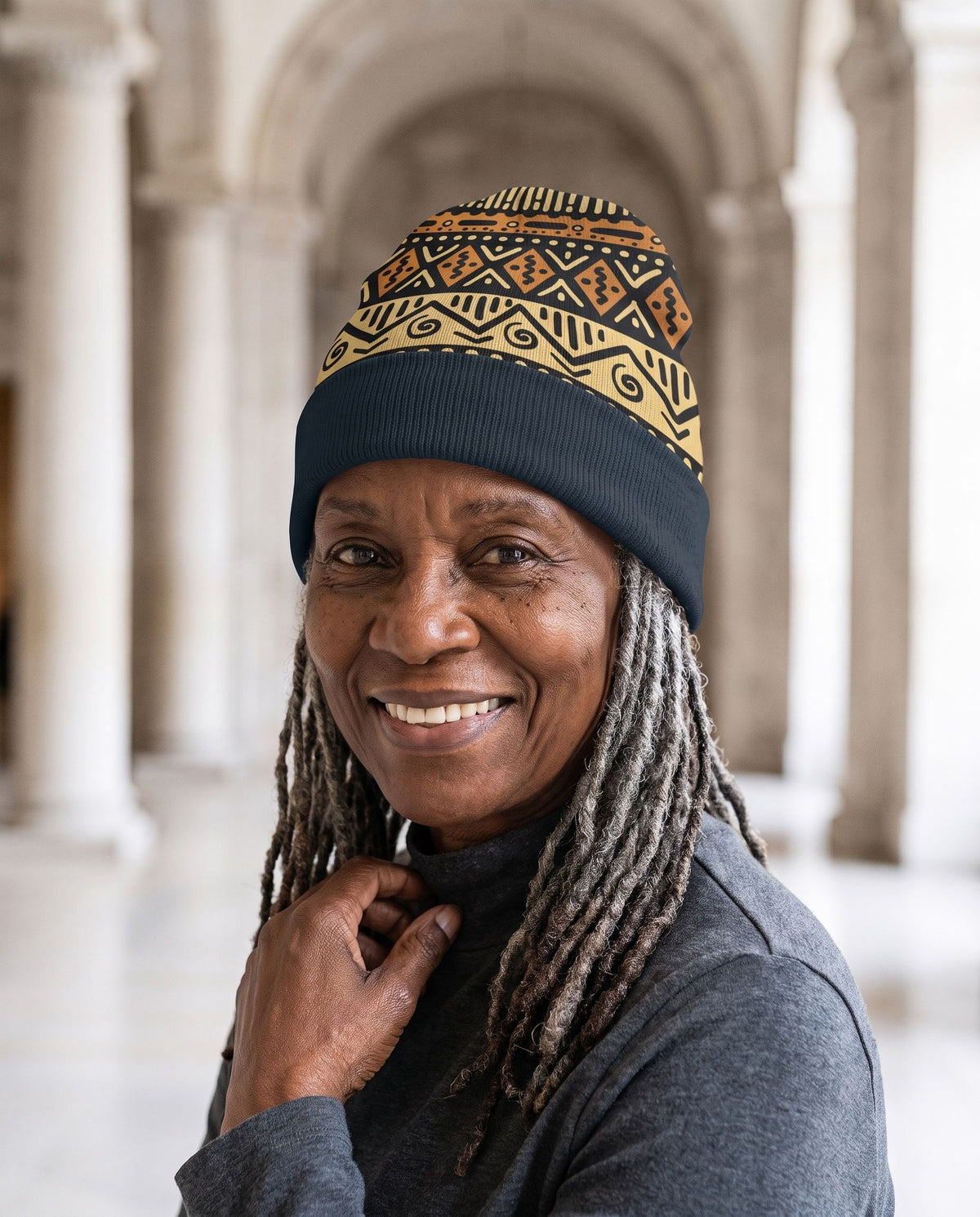 Tribal Mudcloth Pattern Beanie Hat Beanie Hat Tianci 