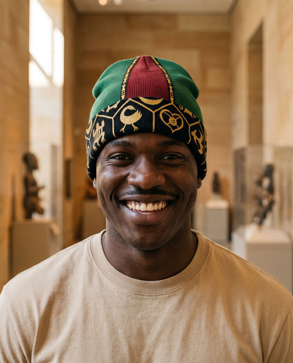 Pan Africa & Adinkra Pattern Beanie Hat Beanie Hat Tianci 