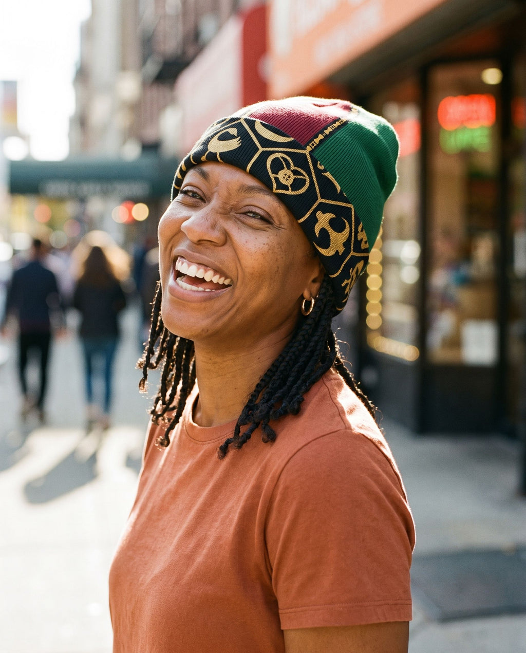 Pan Africa & Adinkra Pattern Beanie Hat Beanie Hat Tianci 
