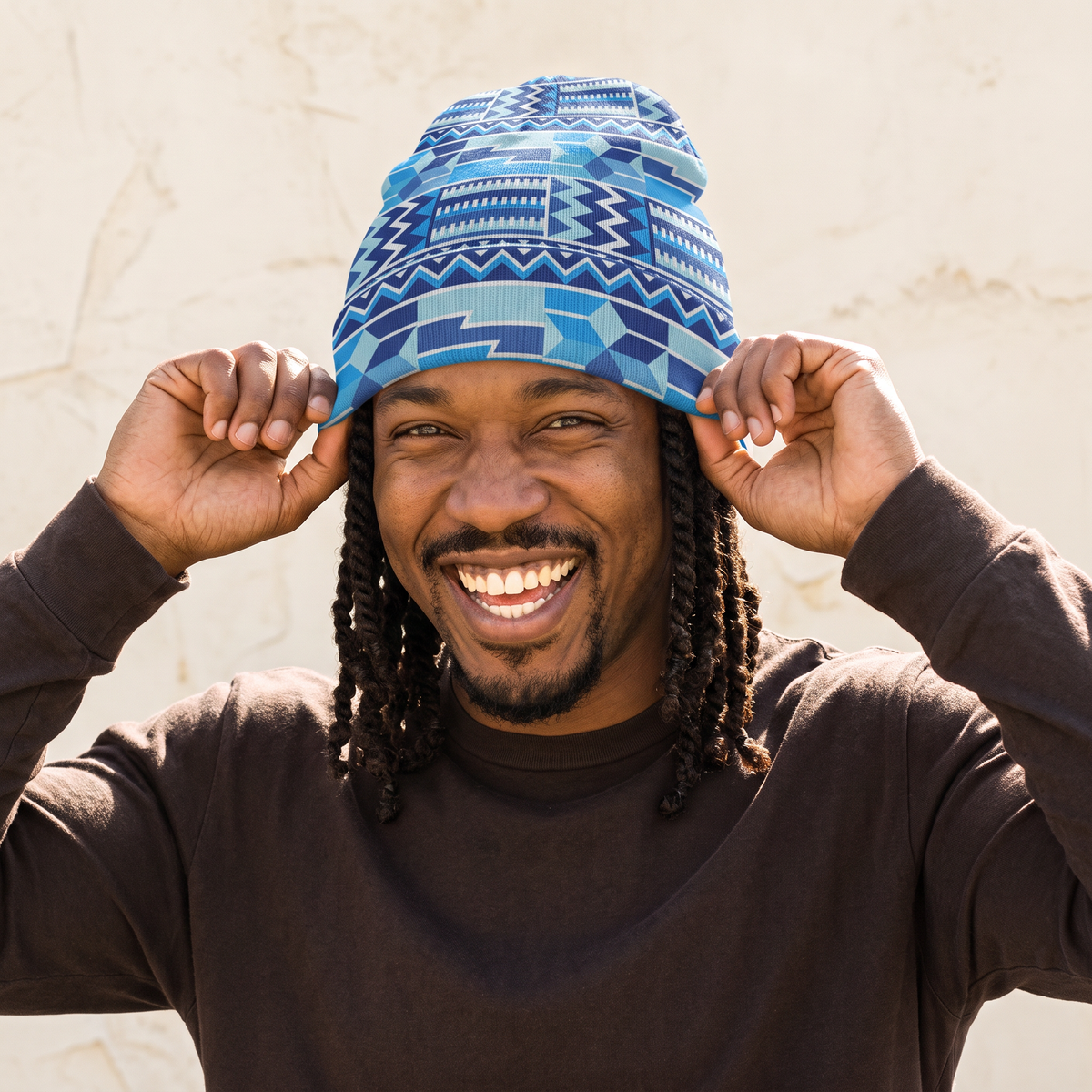 Royal Blue Kente Beanie Hat