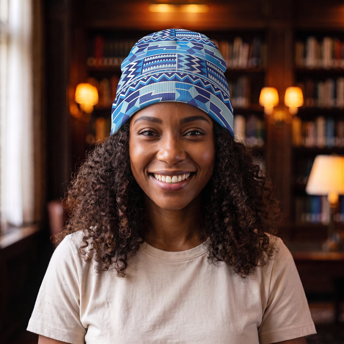 Royal Blue Kente Beanie Hat