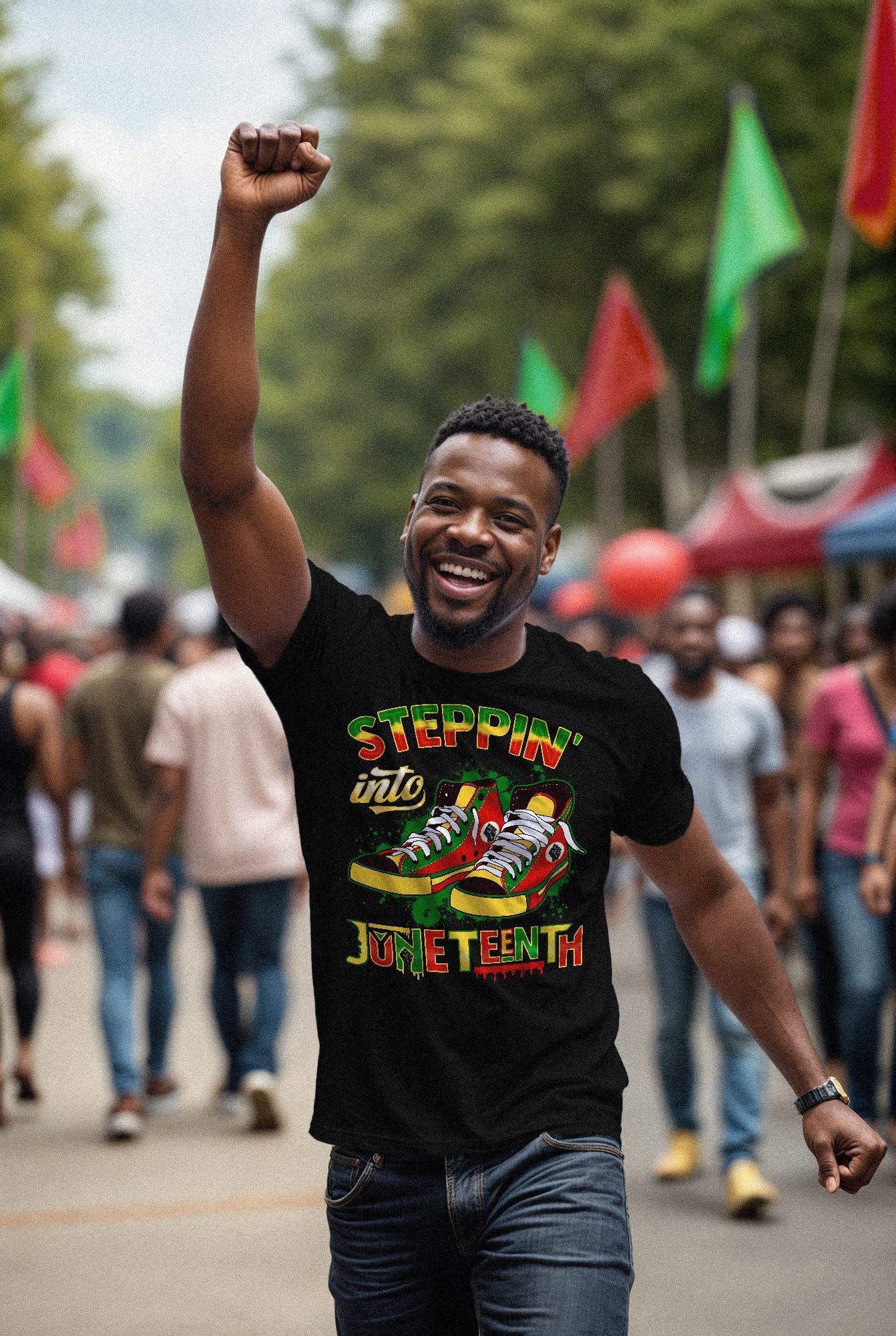 Steppin' Into Juneteenth T-shirt Apparel Gearment 