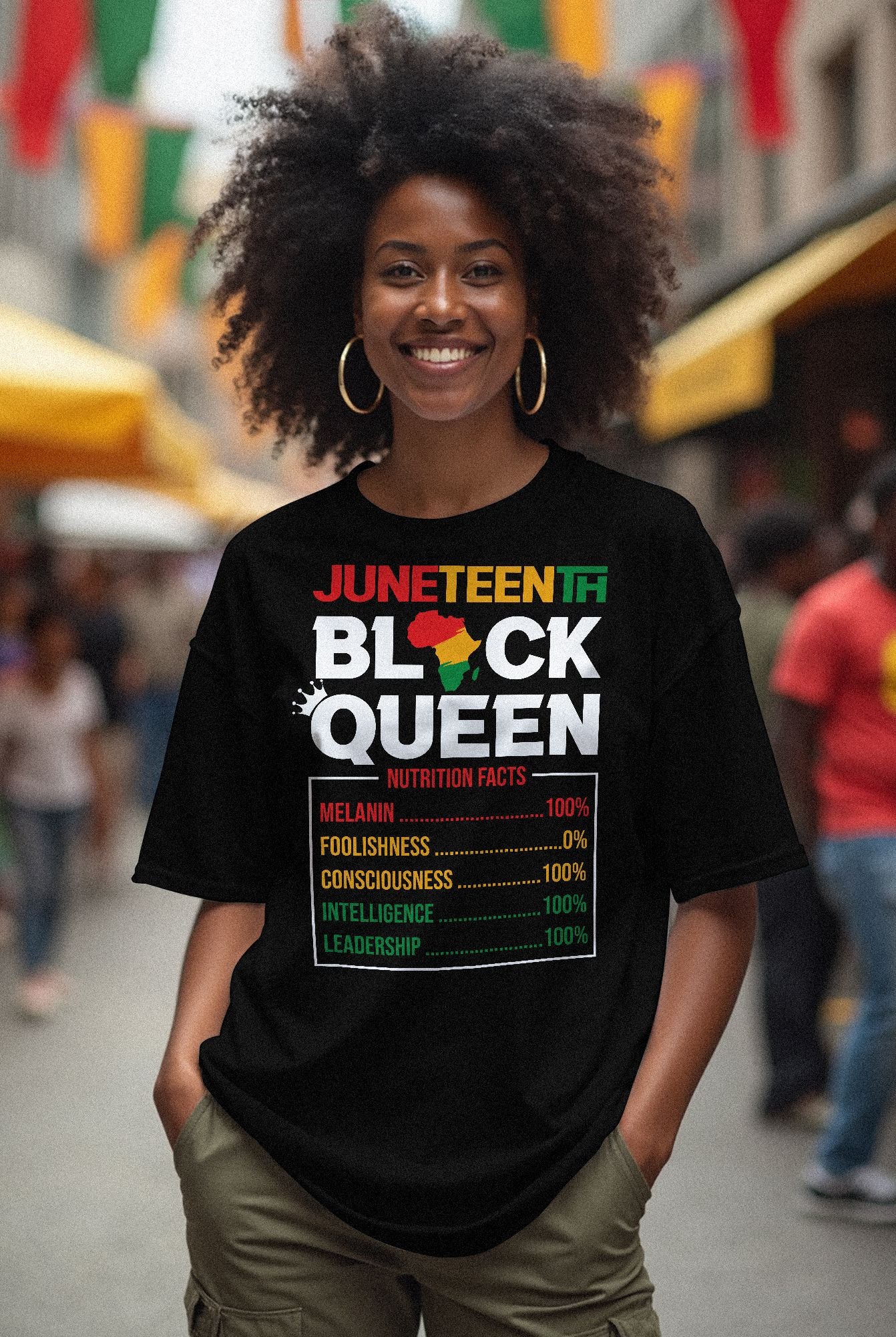 Juneteenth Black Queen Nutrition Facts T-shirt Apparel Gearment 