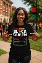 Juneteenth Black Queen Nutrition Facts T-shirt Apparel Gearment 
