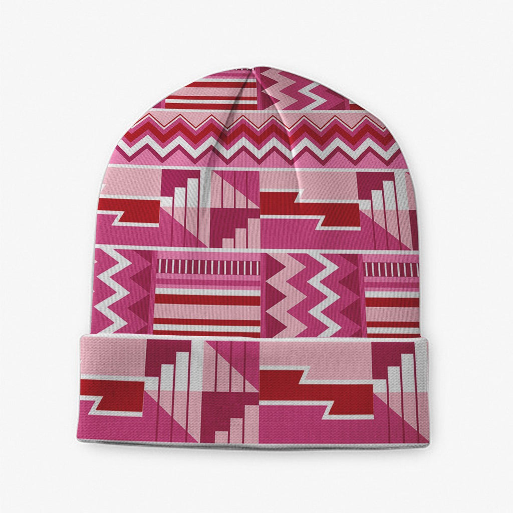 Pink Ashanti Kente Beanie Hat