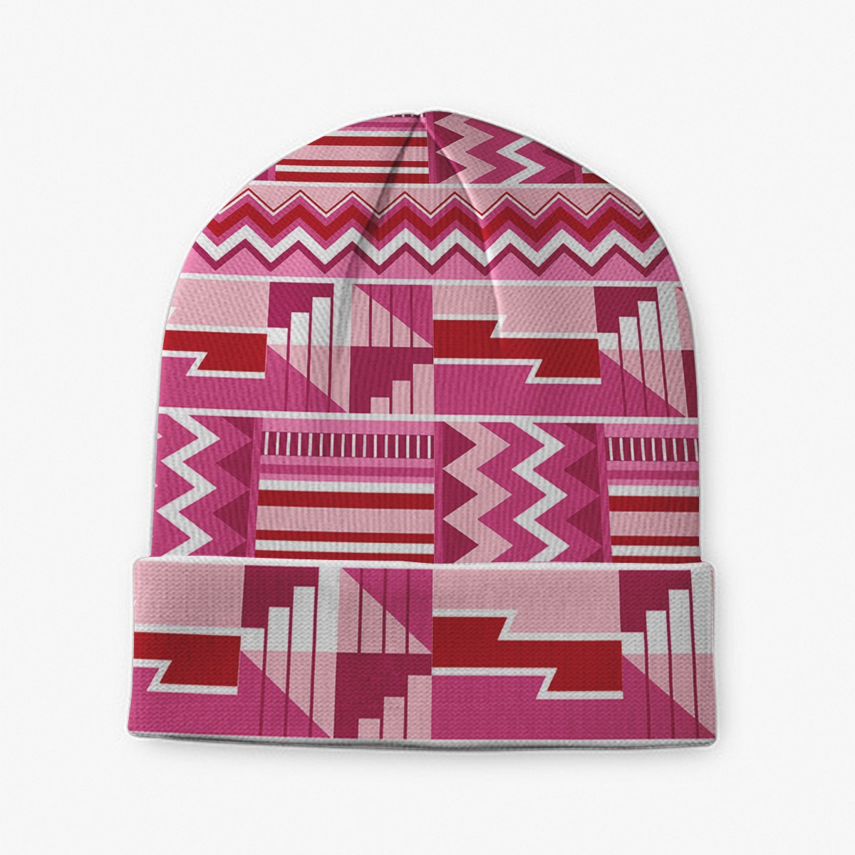 Pink Ashanti Kente Beanie Hat