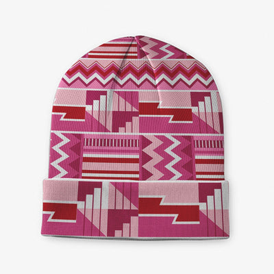 Pink Ashanti Kente Beanie Hat