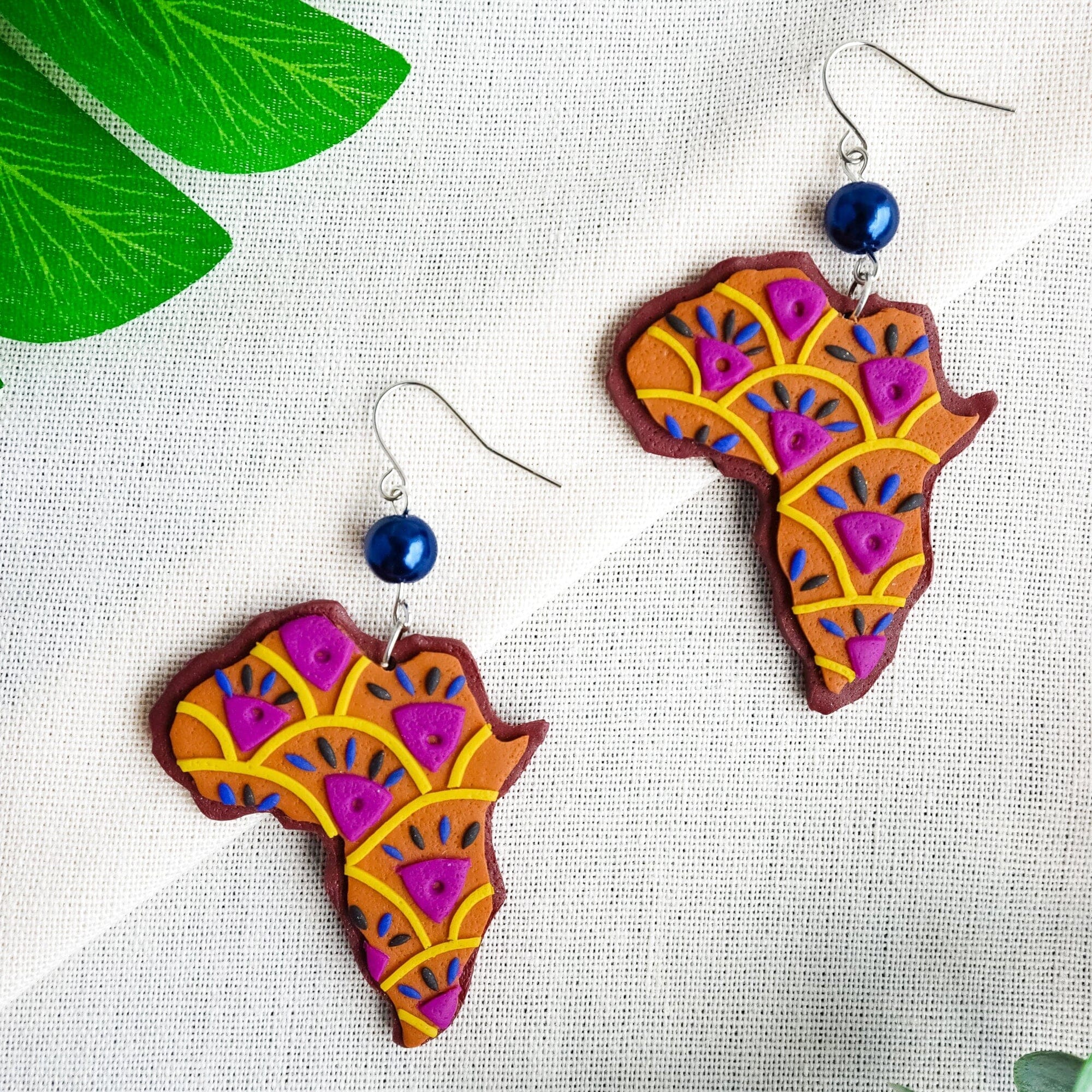 African Map Clay Earrings Clay Earrings We Craft 