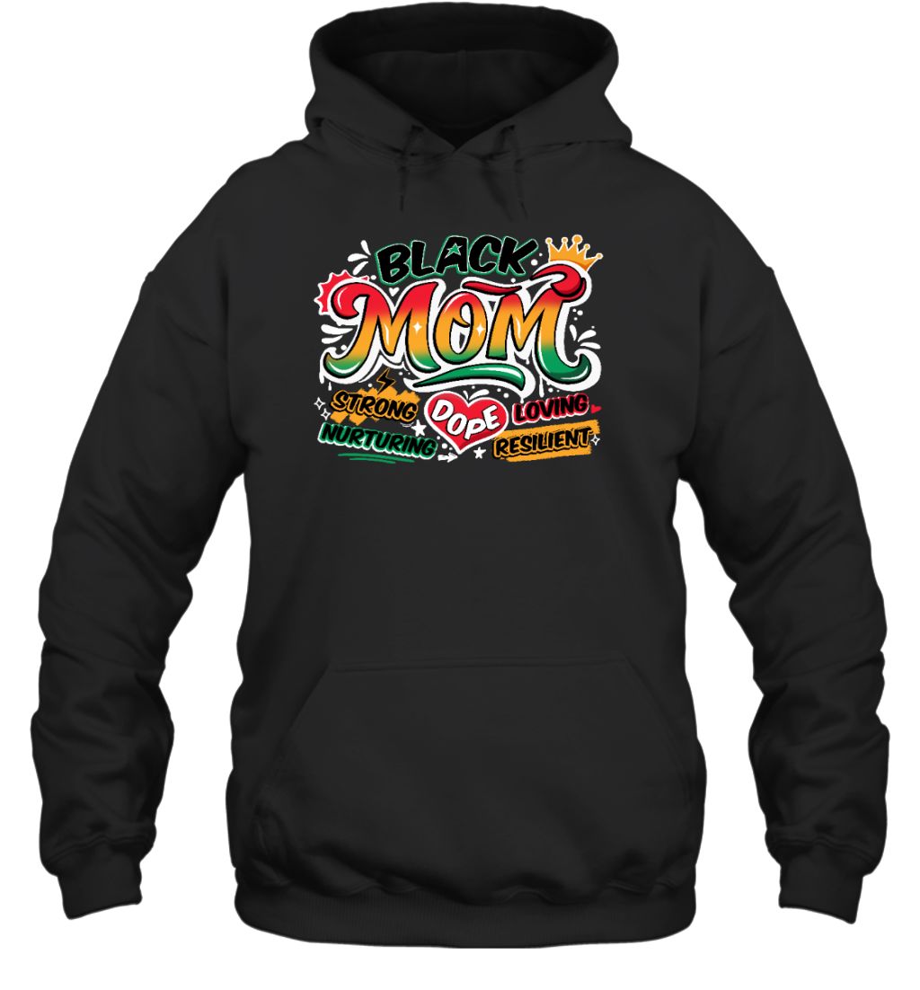 Black Mom Graffiti T-shirt Apparel Gearment Unisex Hoodie Black S