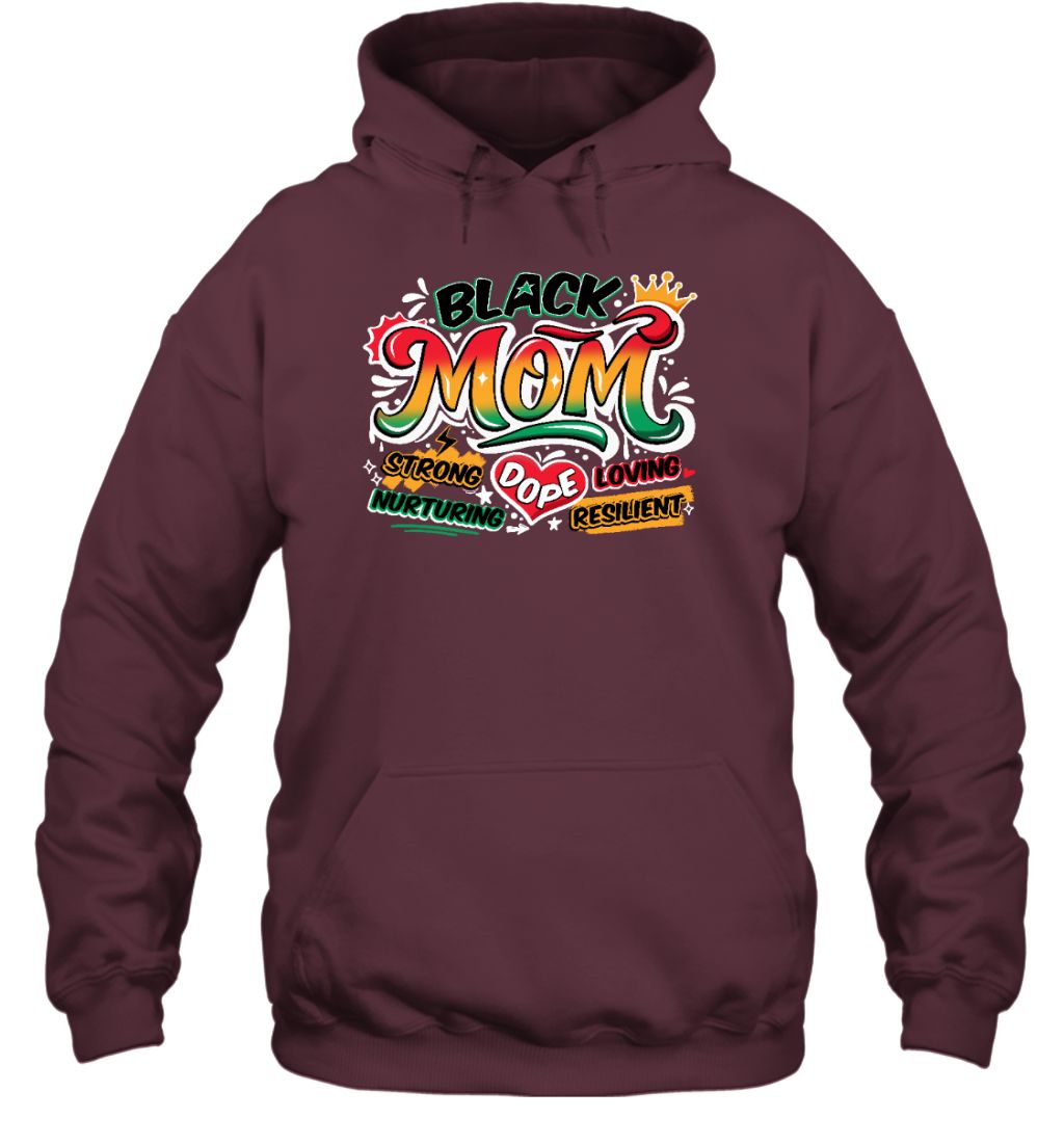 Black Mom Graffiti T-shirt Apparel Gearment Unisex Hoodie Maroon S