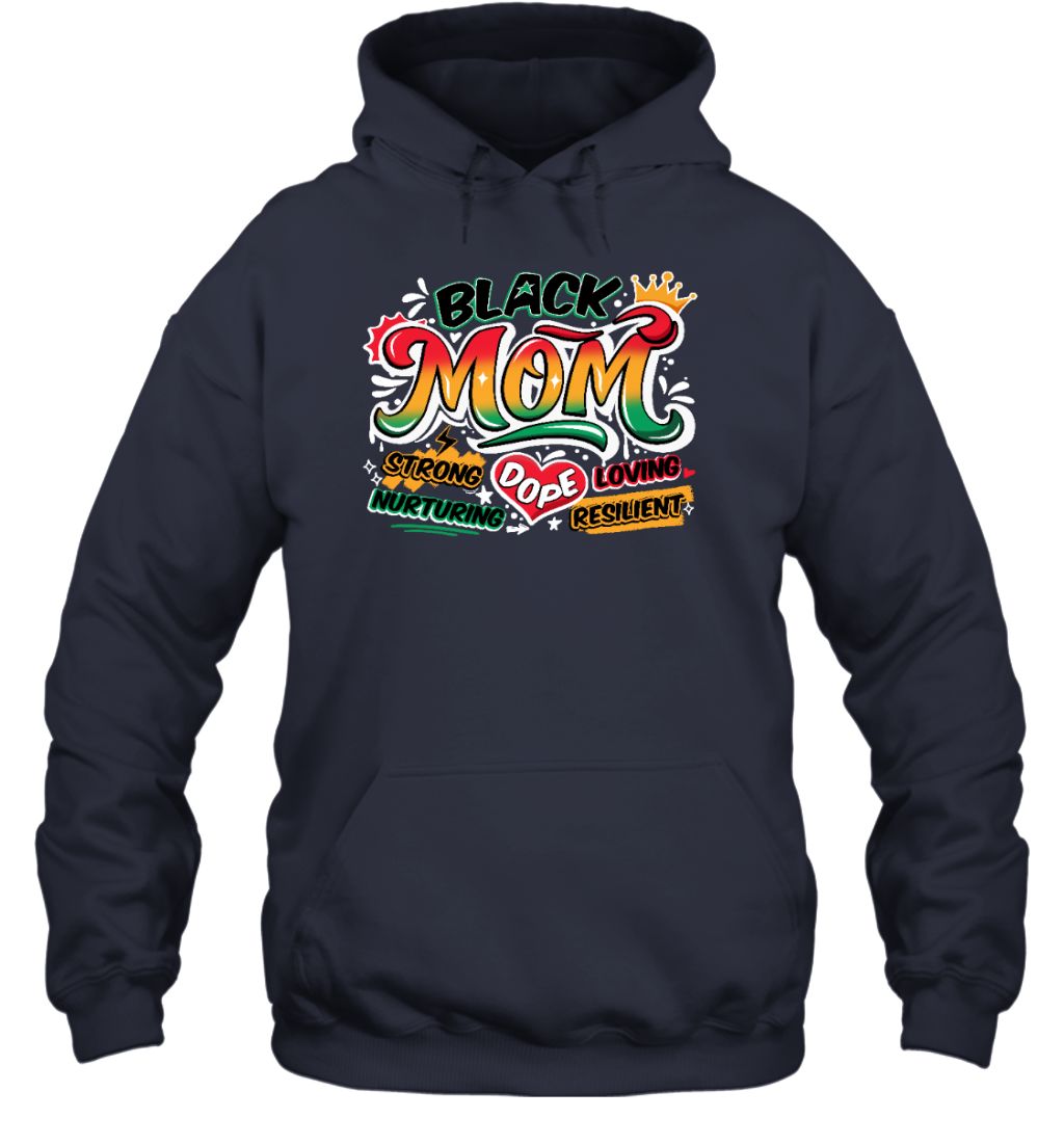 Black Mom Graffiti T-shirt Apparel Gearment Unisex Hoodie Navy S
