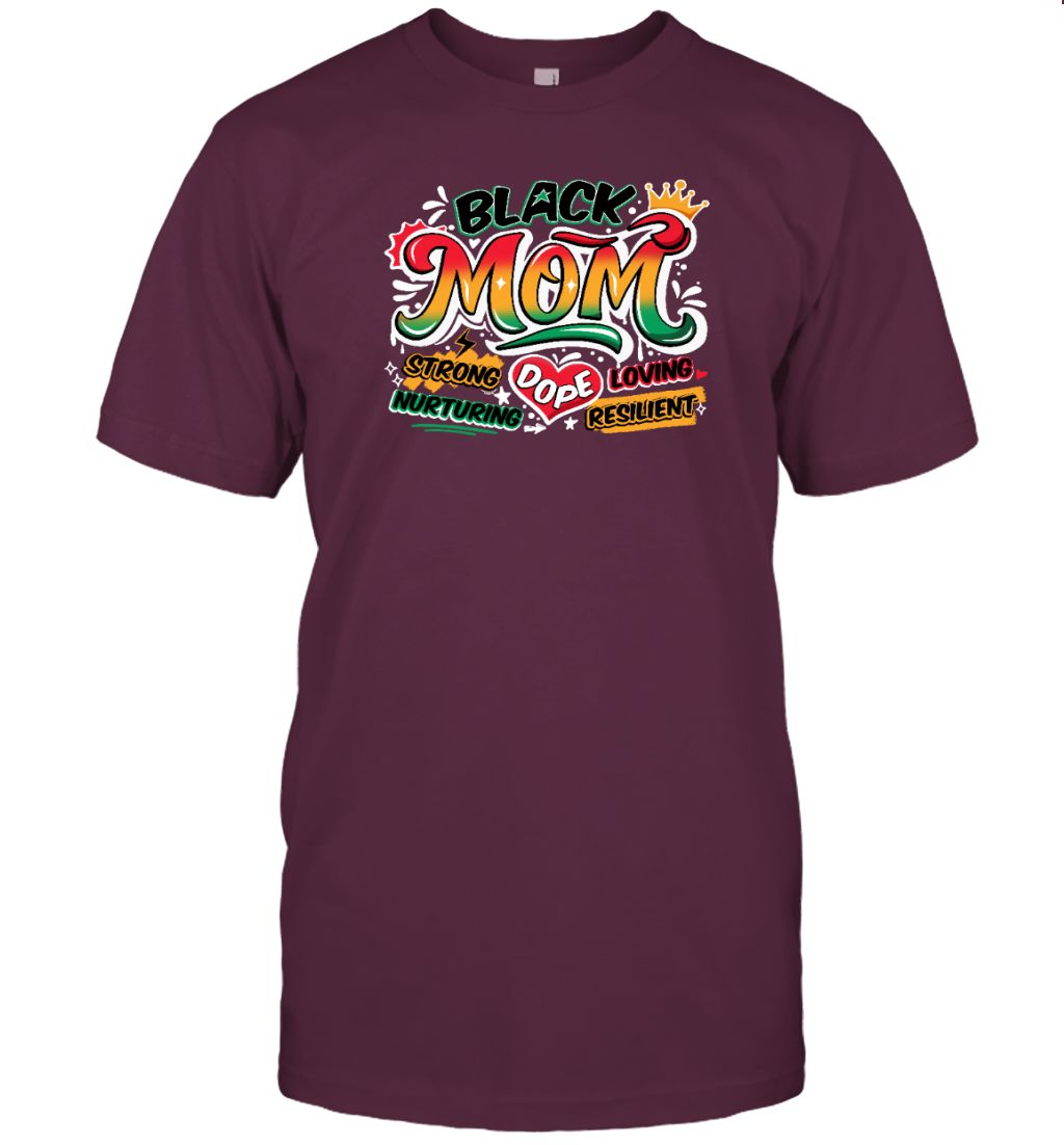 Black Mom Graffiti T-shirt Apparel Gearment Unisex T-Shirt Maroon S