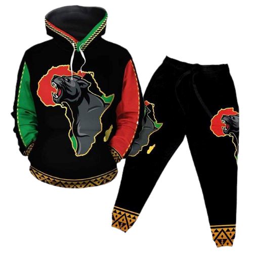 Panther Africa Fleece All-over Hoodie And Joggers Set Hoodie Joggers Set Tianci 