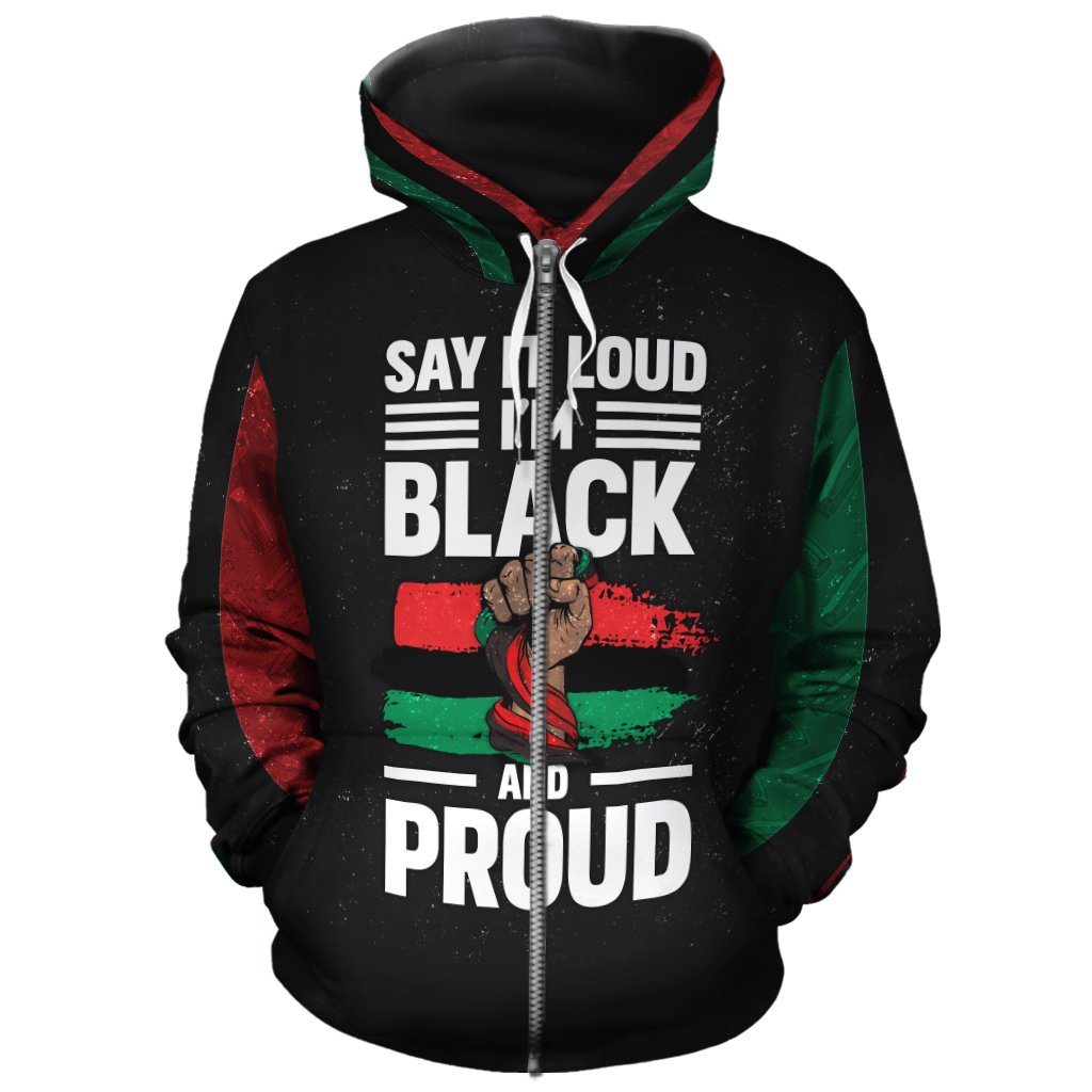 Black & Proud All-over Hoodie Hoodie Tianci Zip S 