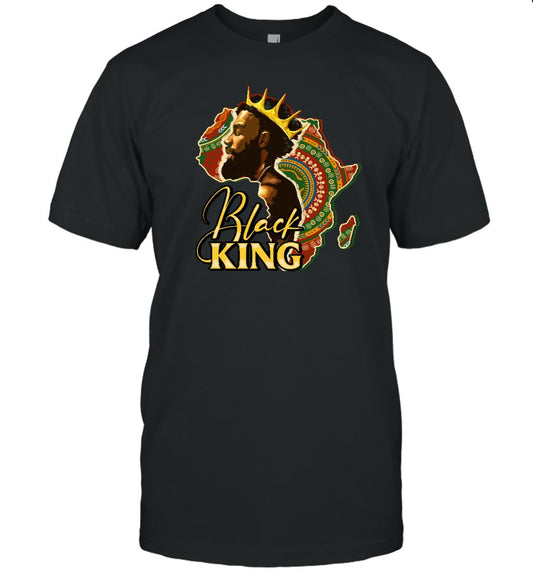 Black King Afro Man T-shirt Apparel Gearment Unisex Tee Black S
