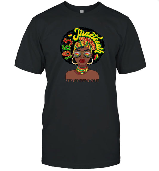 Afro Woman With Juneteenth Vibes T-shirt Apparel Gearment Unisex Tee Black S