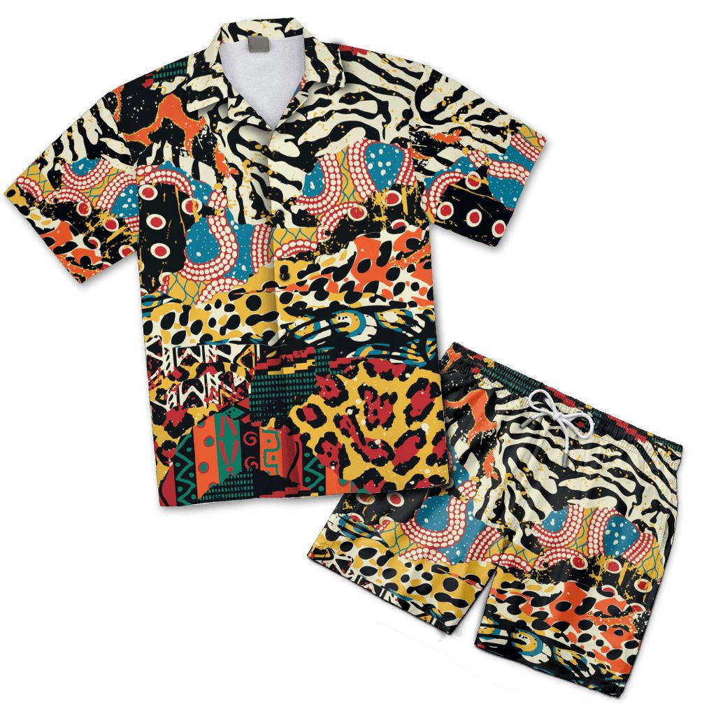 African Patchwork 2 Hawaiian Shirt And Shorts Set Hawaiian Shirt And Shorts Set Tianci 