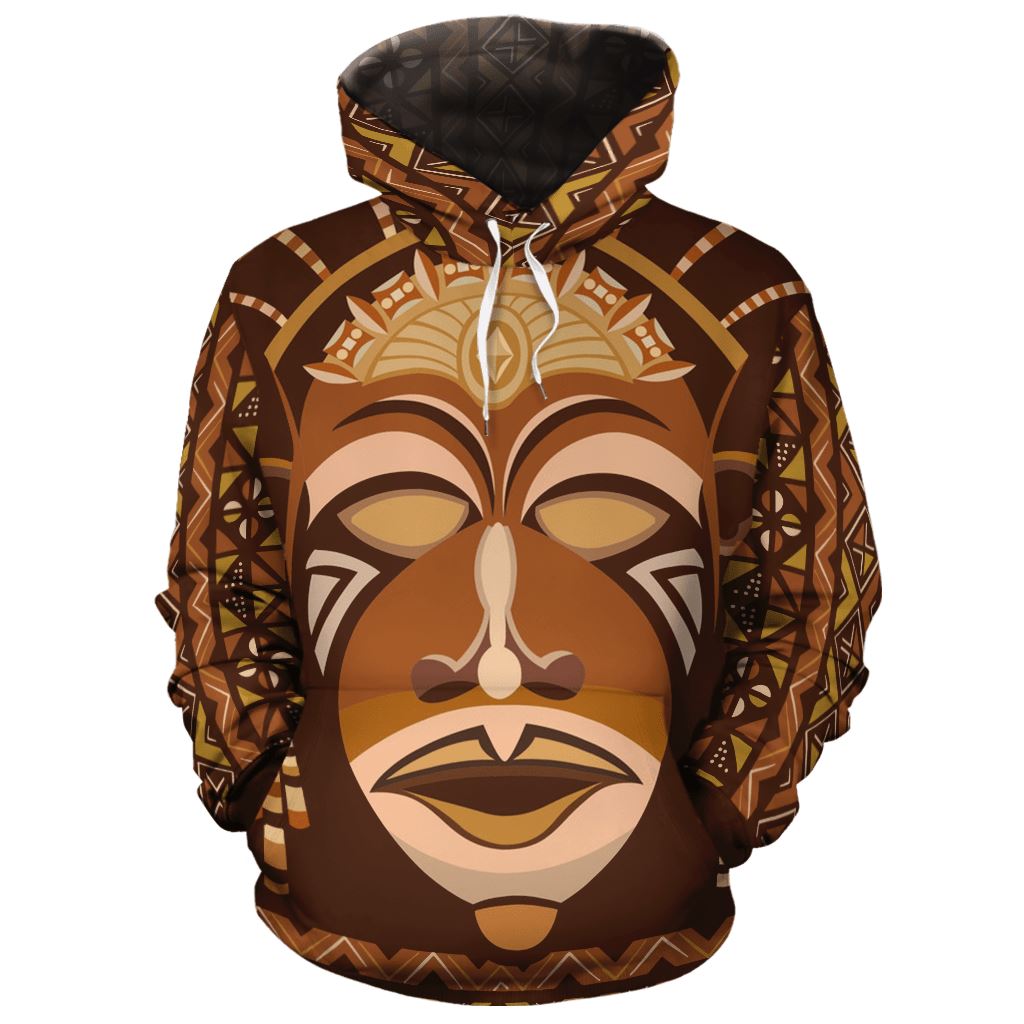 African Mask Printed Mudcloth All-over Hoodie Hoodie Tianci Pullover S 