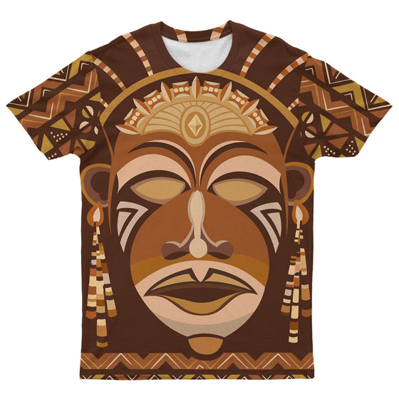 African Mask Printed Mudcloth T-shirt AOP Tee Tianci 