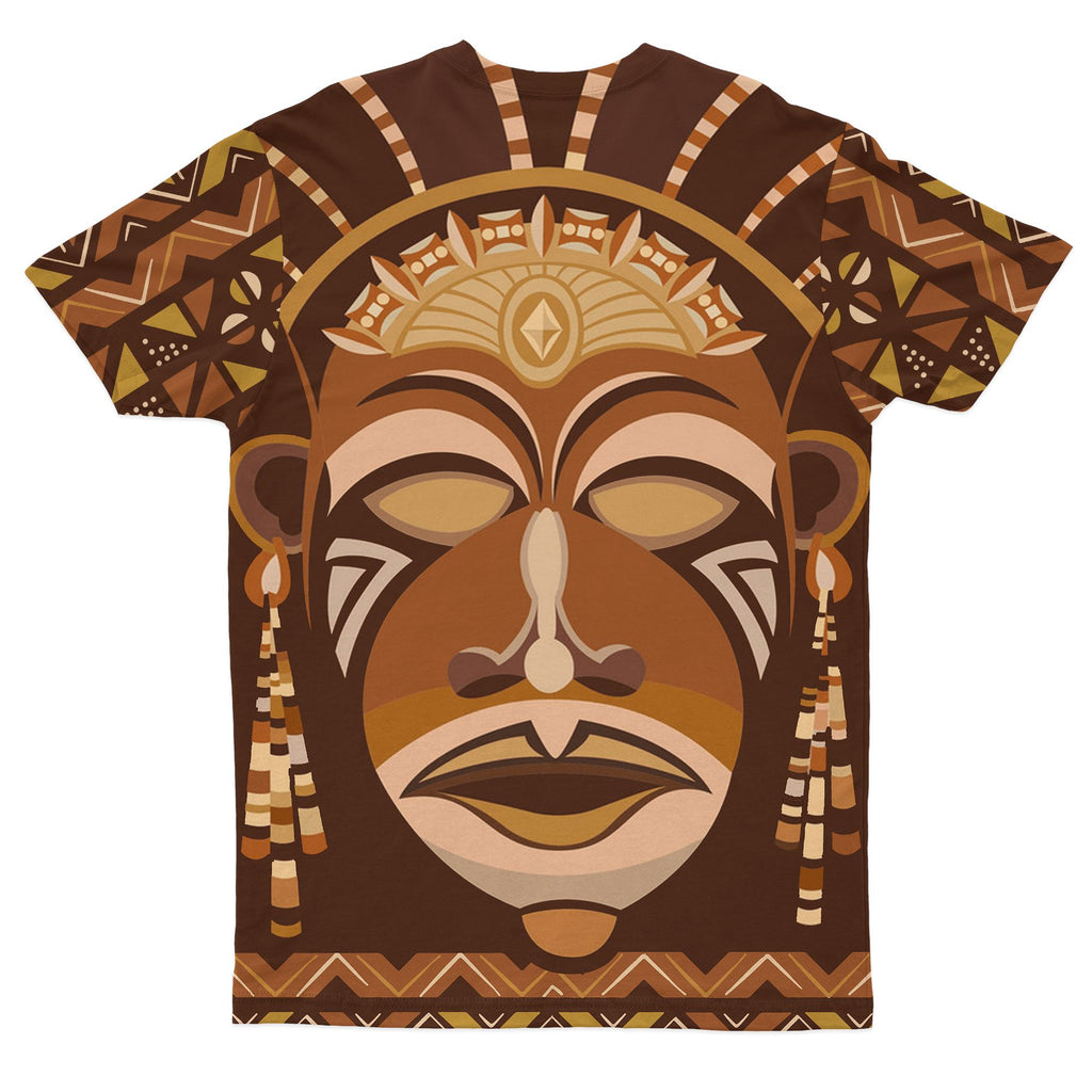 African Mask Printed Mudcloth T-shirt AOP Tee Tianci 