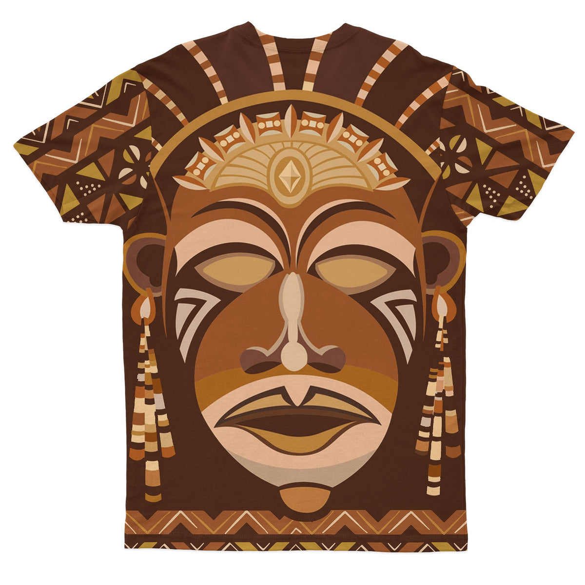 African Mask Printed Mudcloth T-shirt AOP Tee Tianci 