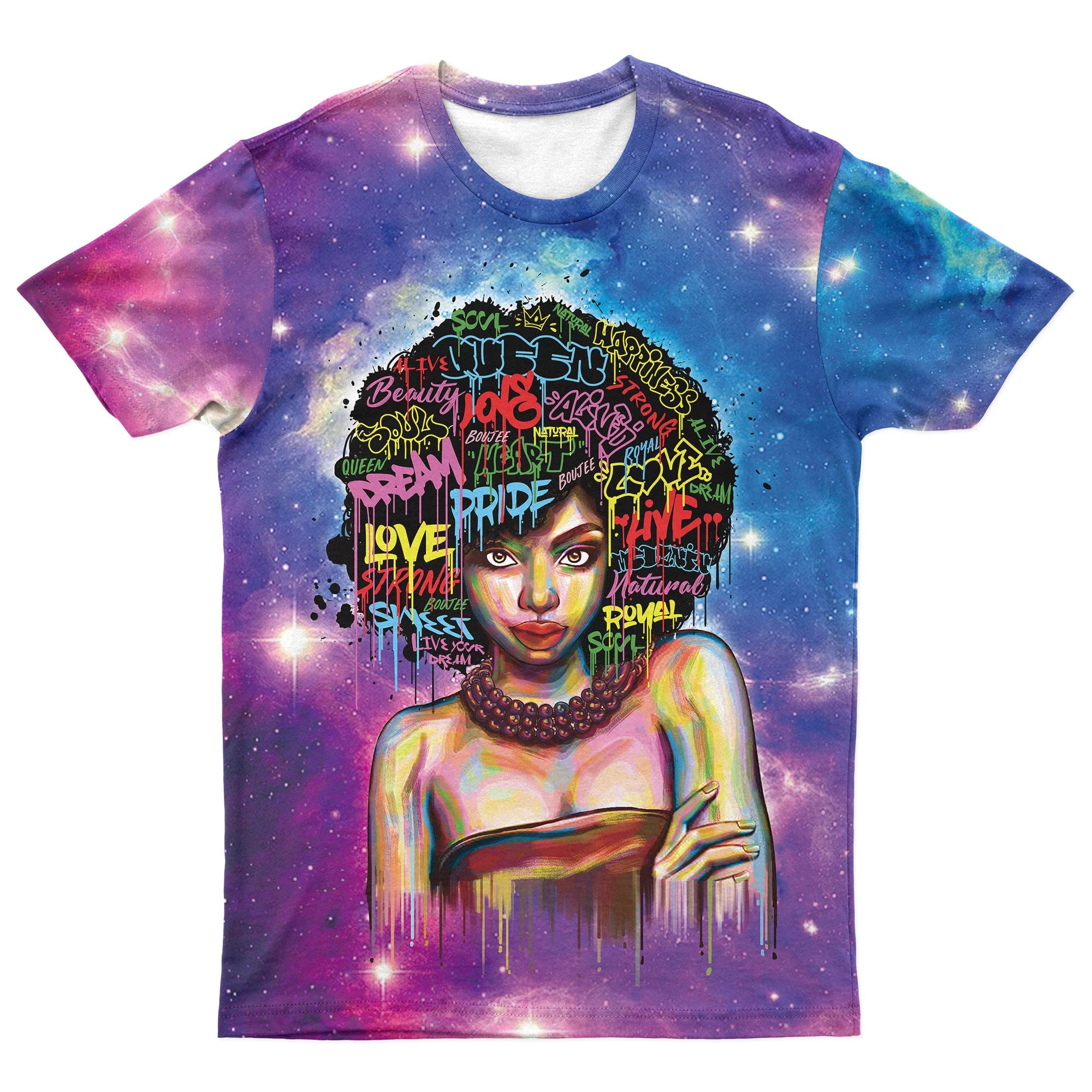 Black Girl Drawing T-shirt AOP Tee Tianci 