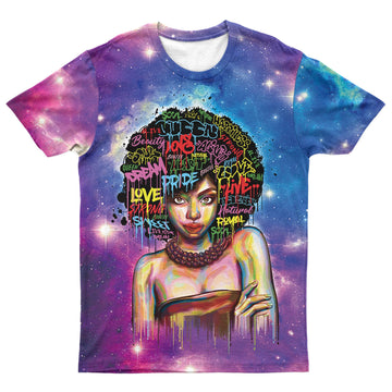 Black Girl Drawing T-shirt AOP Tee Tianci 