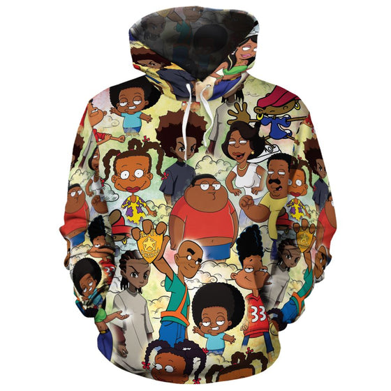 Black Animated Characters All-Over Hoodie Hoodie Tianci Pullover S