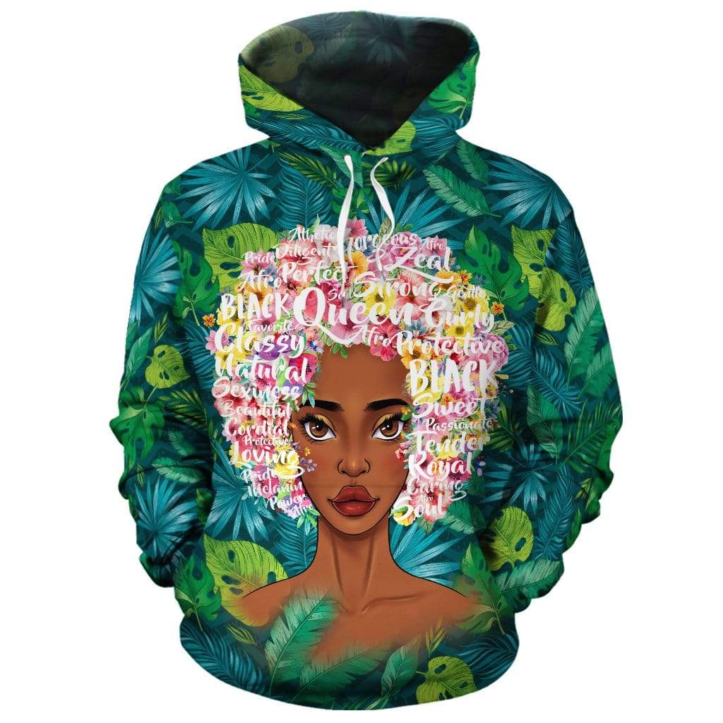 Black Girl Floral All-over Hoodie Hoodie Tianci Pullover S 