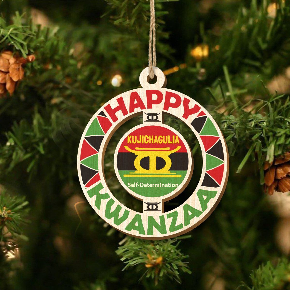 Happy Kwanzaa Set of 8 Wood Ornaments Christmas Ornament Tianci 