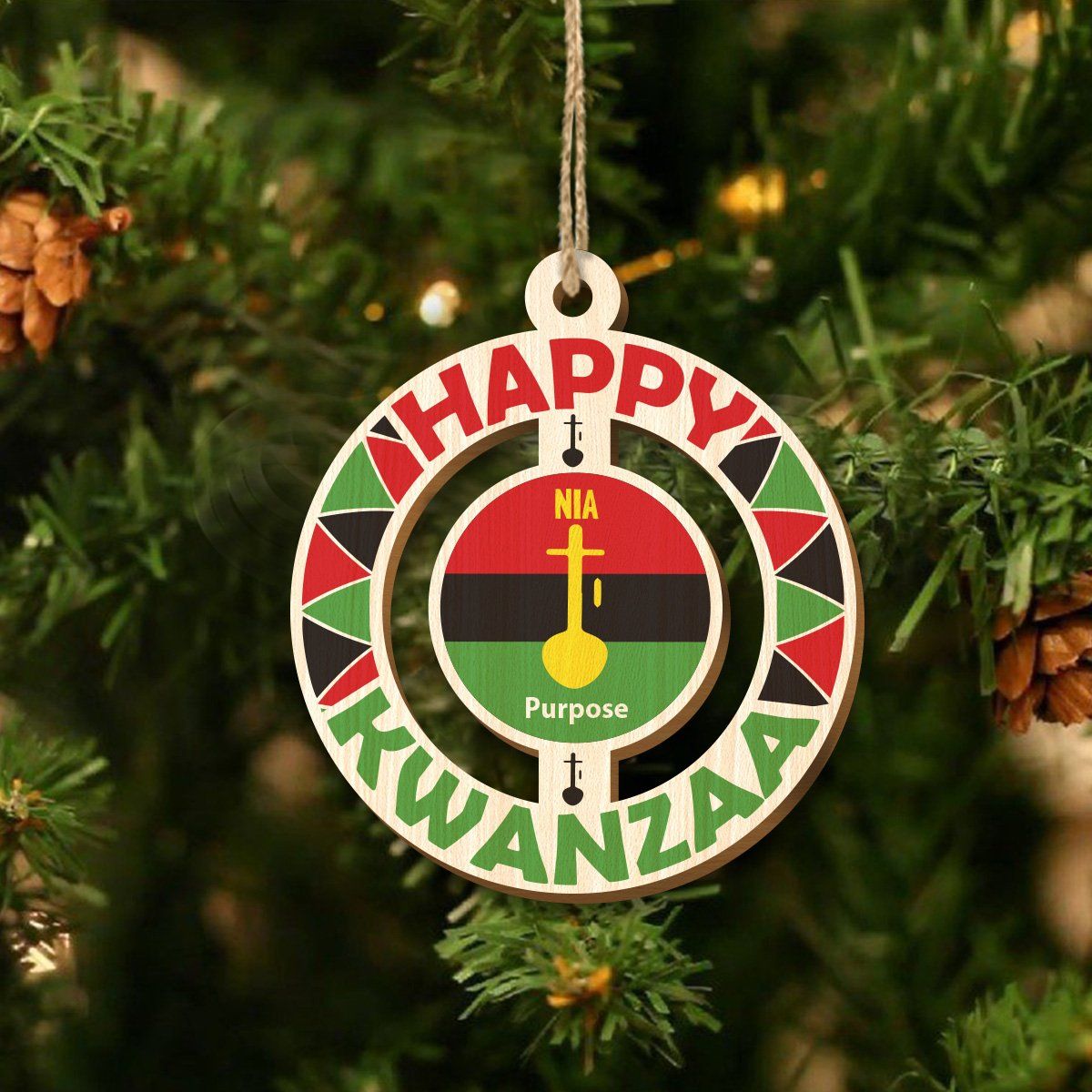 Happy Kwanzaa Set of 8 Wood Ornaments Christmas Ornament Tianci 