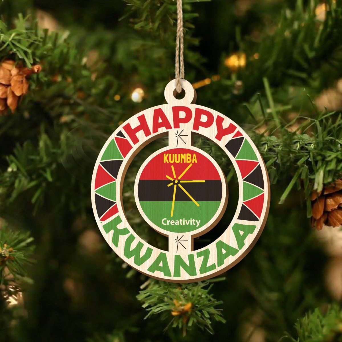 Happy Kwanzaa Set of 8 Wood Ornaments Christmas Ornament Tianci 