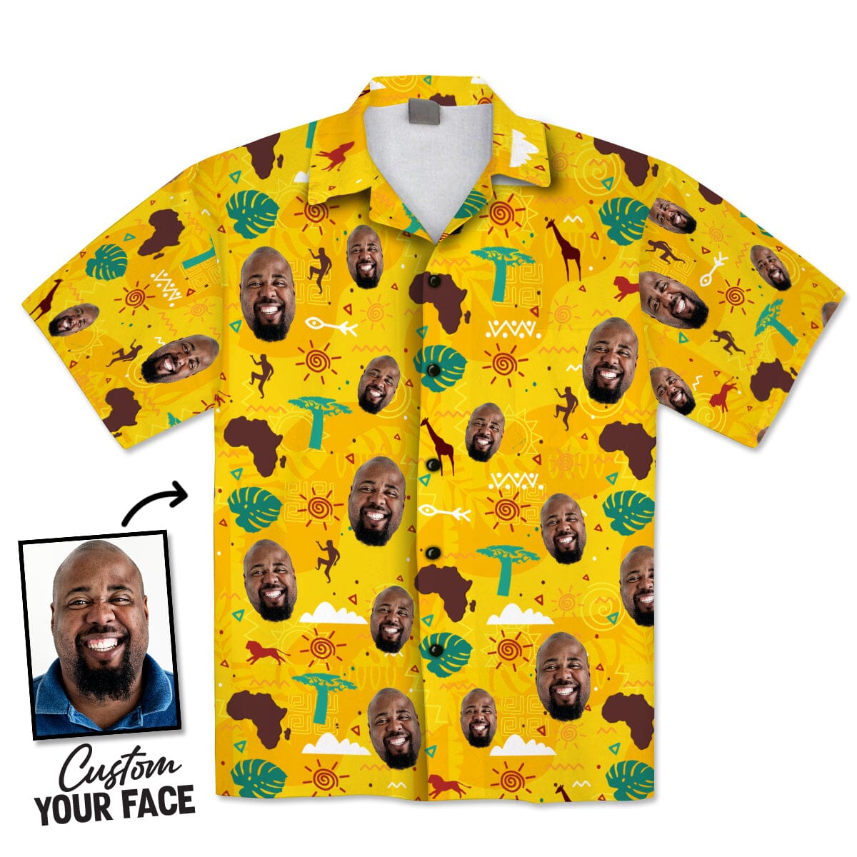 Custom Face African Pattern Hawaiian Shirt hawaiian shirt Tianci 