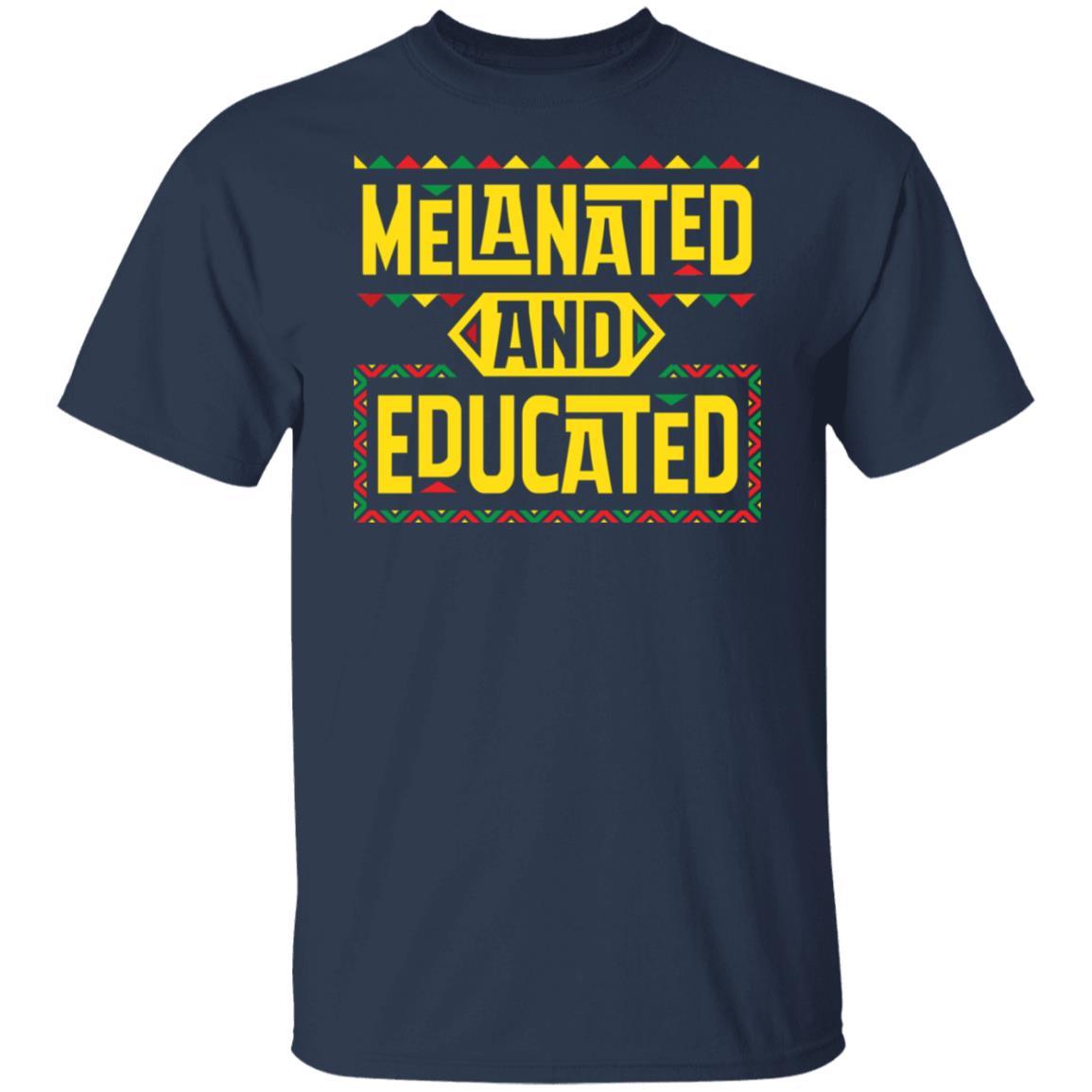 Melanated And Educated T-Shirt Apparel CustomCat Unisex Tee Navy S